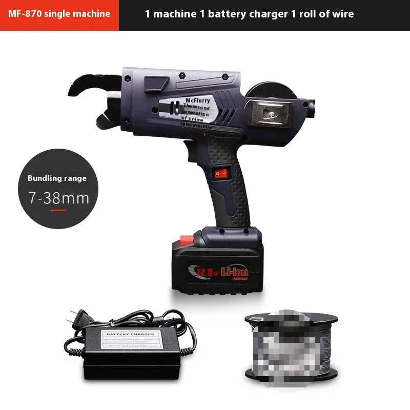Electric steel bar tying machine with battery and charger for construction site rebar work