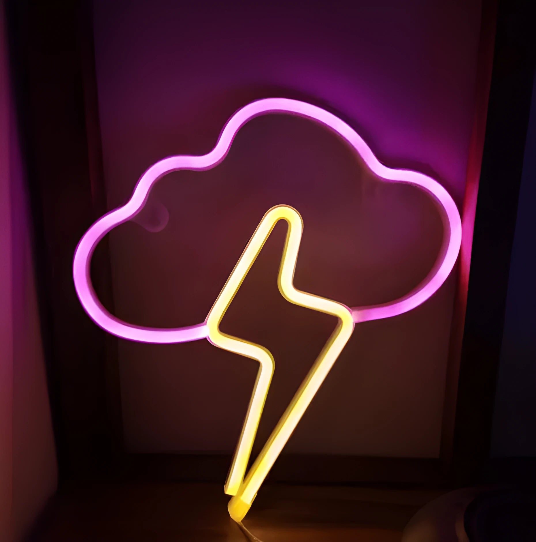 Blue cloud lightning LED neon lamp with dimmable warm white lighting for wall decoration