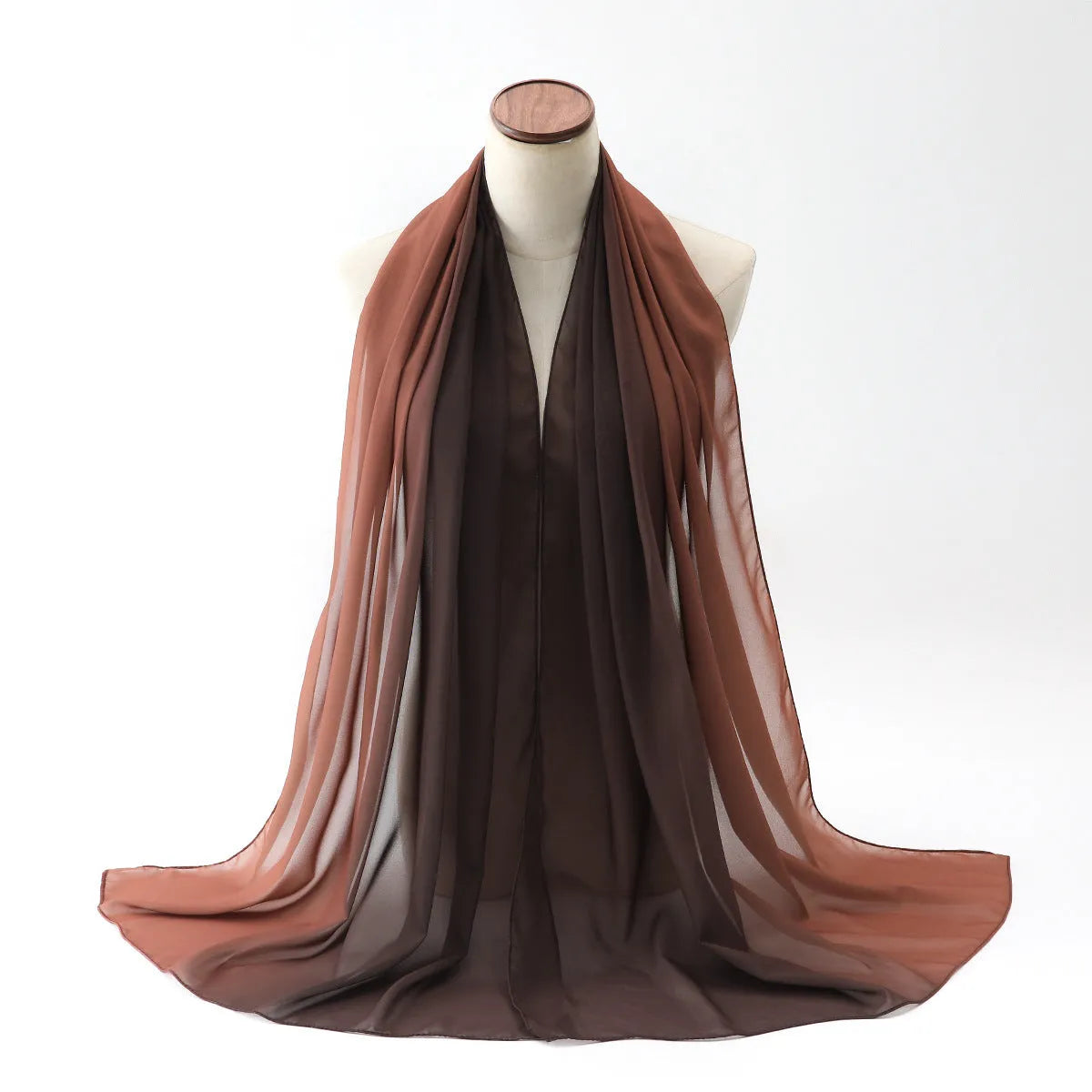 Women's chiffon bubble towel scarf in ethnic Pu long style showing texture and drape