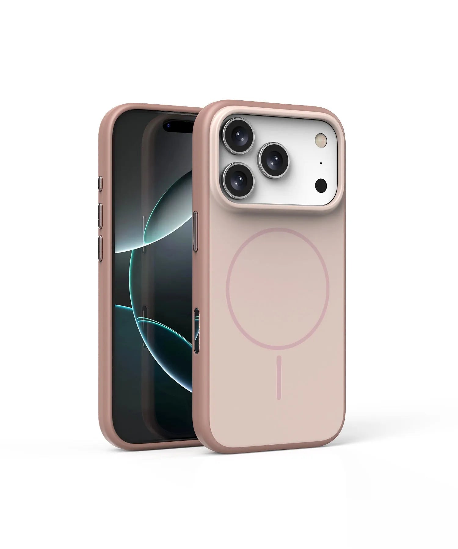 Frosted magnetic phone case for iPhone with a contrasting coloured AI photography button on the side.