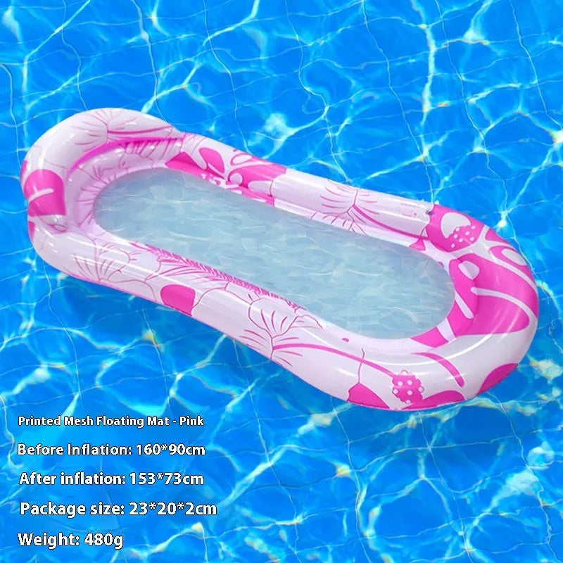 PVC thick sequins inflatable floating row pool lounger in gradient colour with canopy