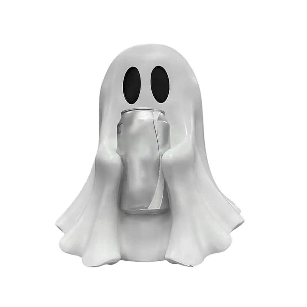 Funny ghost drink holder decoration in plastic resin, 15cm or 20cm sizes, Halloween style