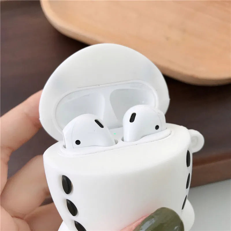 Aircraft headset cartoon design silicone protective case for Apple AirPods with carry hook