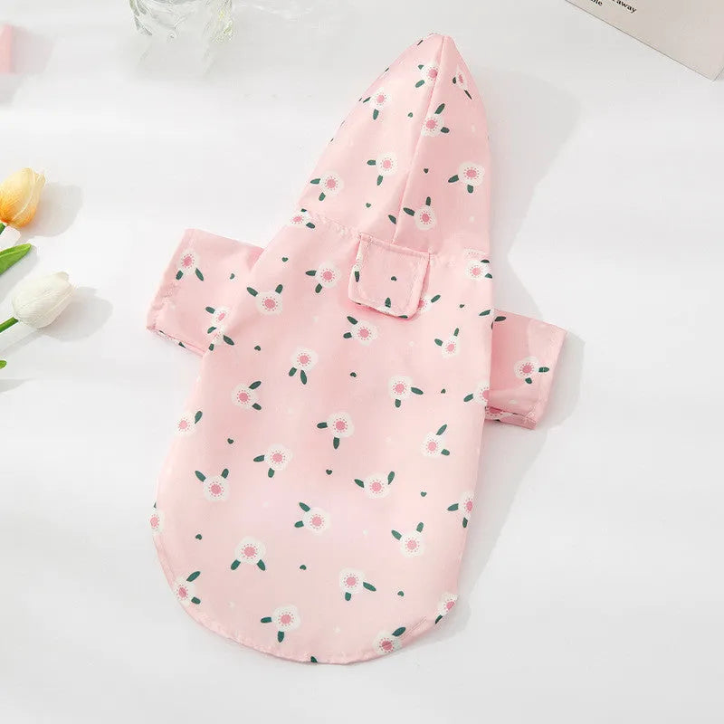 Fashion Pet Raincoat dog clothing in polyester with three colour options sizes S to XL