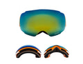 Compass ski goggles with double-layer anti-fog spherical lens and magnetic lens change system in blue colour