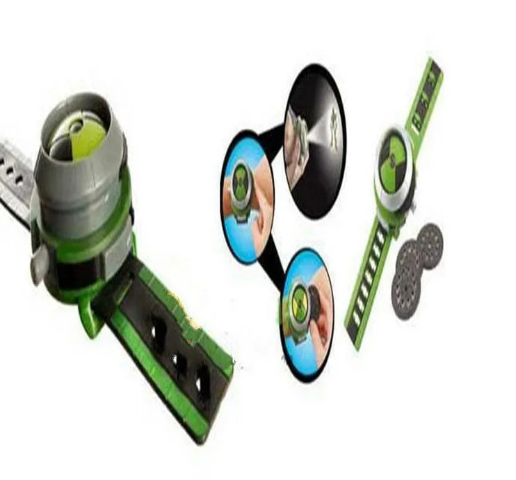 Ben 10 Omnitrix kids projector watch in medium size, showing dial with projector function and PVC strap