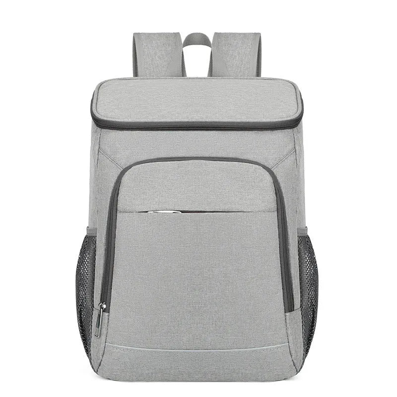 Large thermal insulated oxford cloth backpack with curved shoulder straps in grey and orange colour option