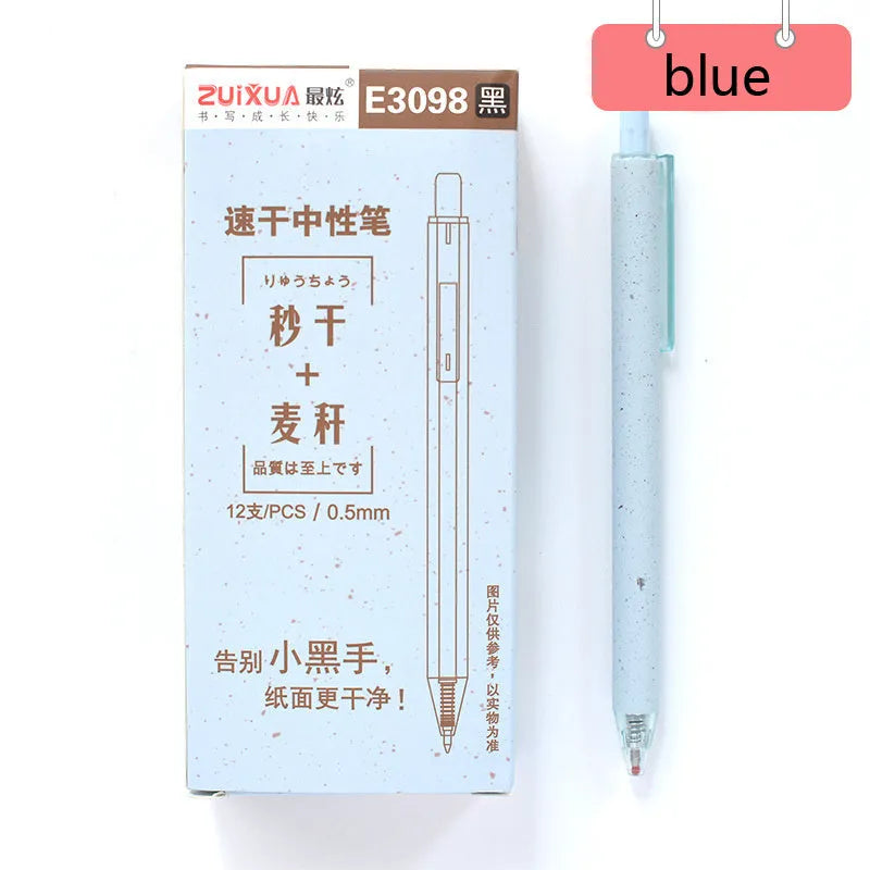 Pack of 12 push-type 0.5mm quick-drying gel pens in four colours with replaceable refill