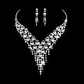 Fashion OL bridal jewellery set with claw chain pearl rhinestone necklace and drop earrings on polished alloy metal