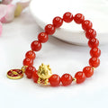 Red agate dragon zodiac bracelet with 8mm beads in Chinese style