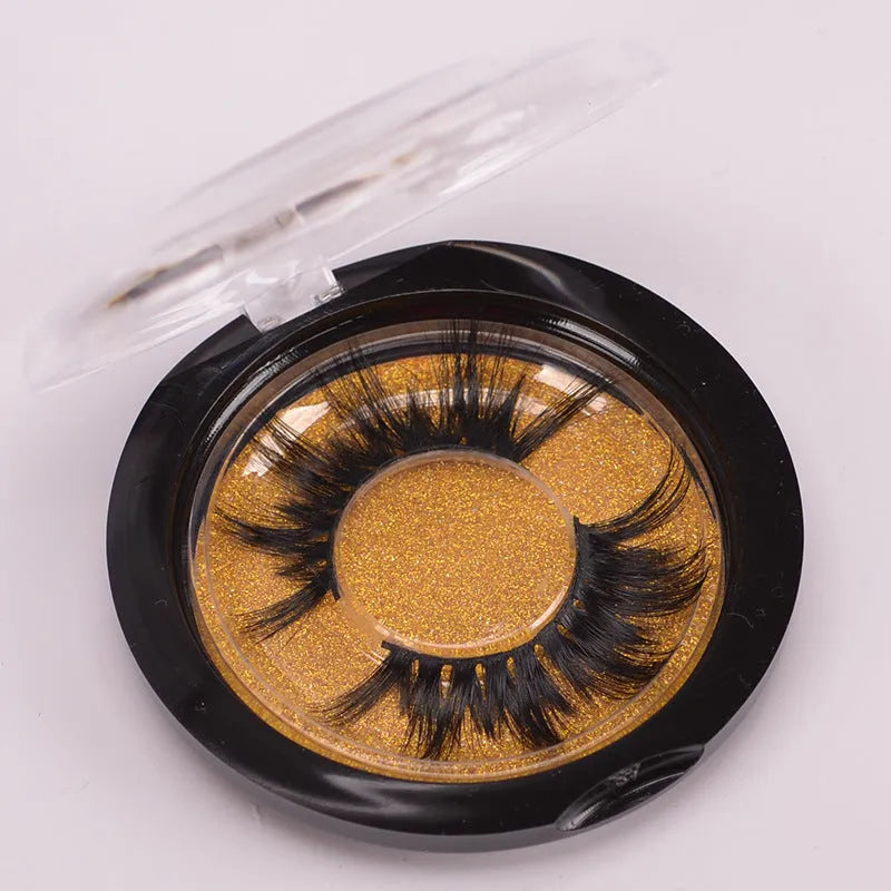 Handmade 5D mink false eyelashes set with double-headed brush and black hair cap