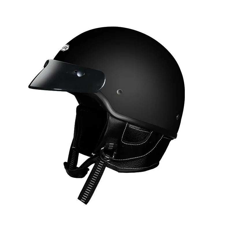 Retro style motorcycle helmet in ABS, shown in Ivory White colour