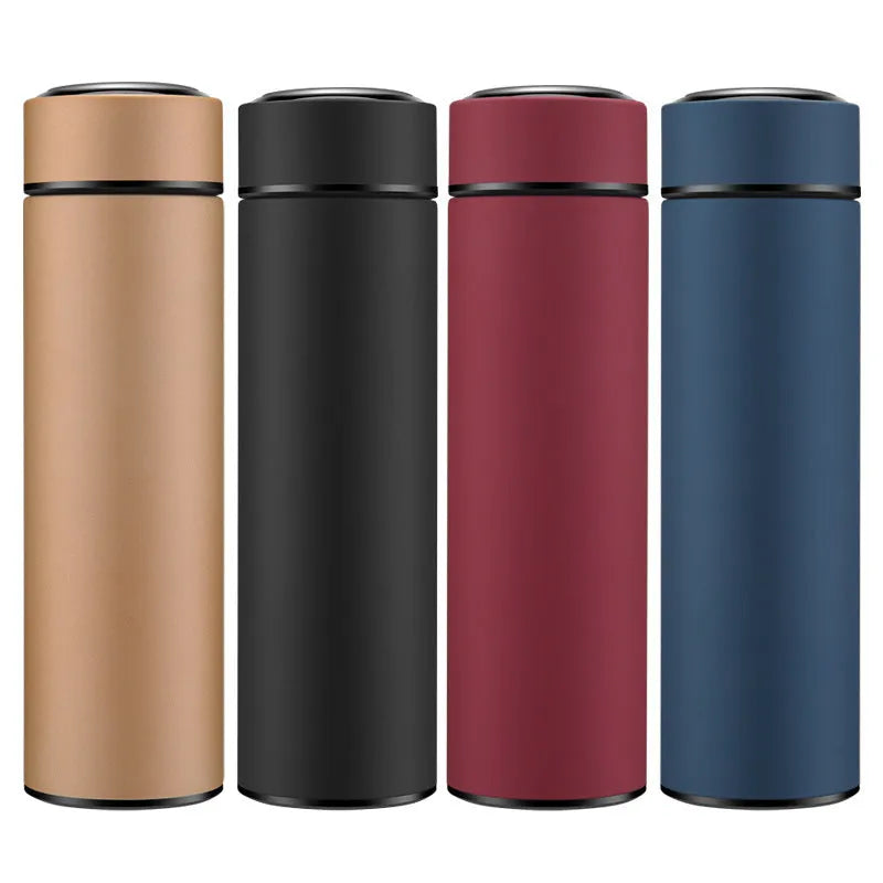 450ml stainless steel vacuum insulated water bottle in black, red, gold, or blue colour