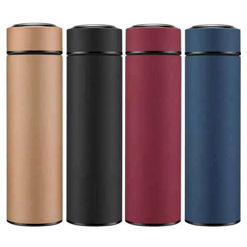 450ml stainless steel vacuum insulated water bottle in black, red, gold, or blue colour
