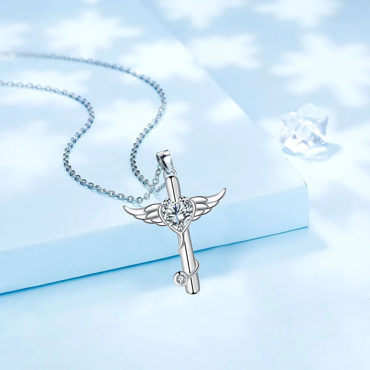 Wings cross stethoscope pendant necklace in electroplated copper on a chain