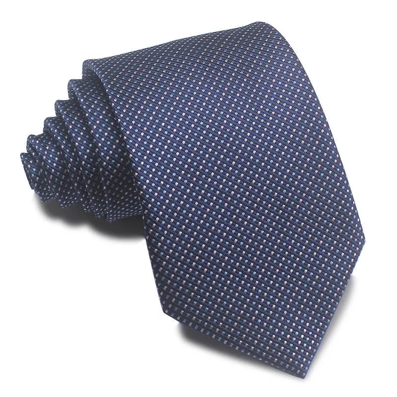 8cm wide polyester jacquard business tie with striped pattern in various colour options