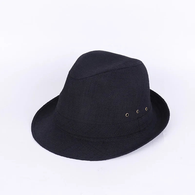 A thickened suit material fedora hat for men shown in a grey colour variant.