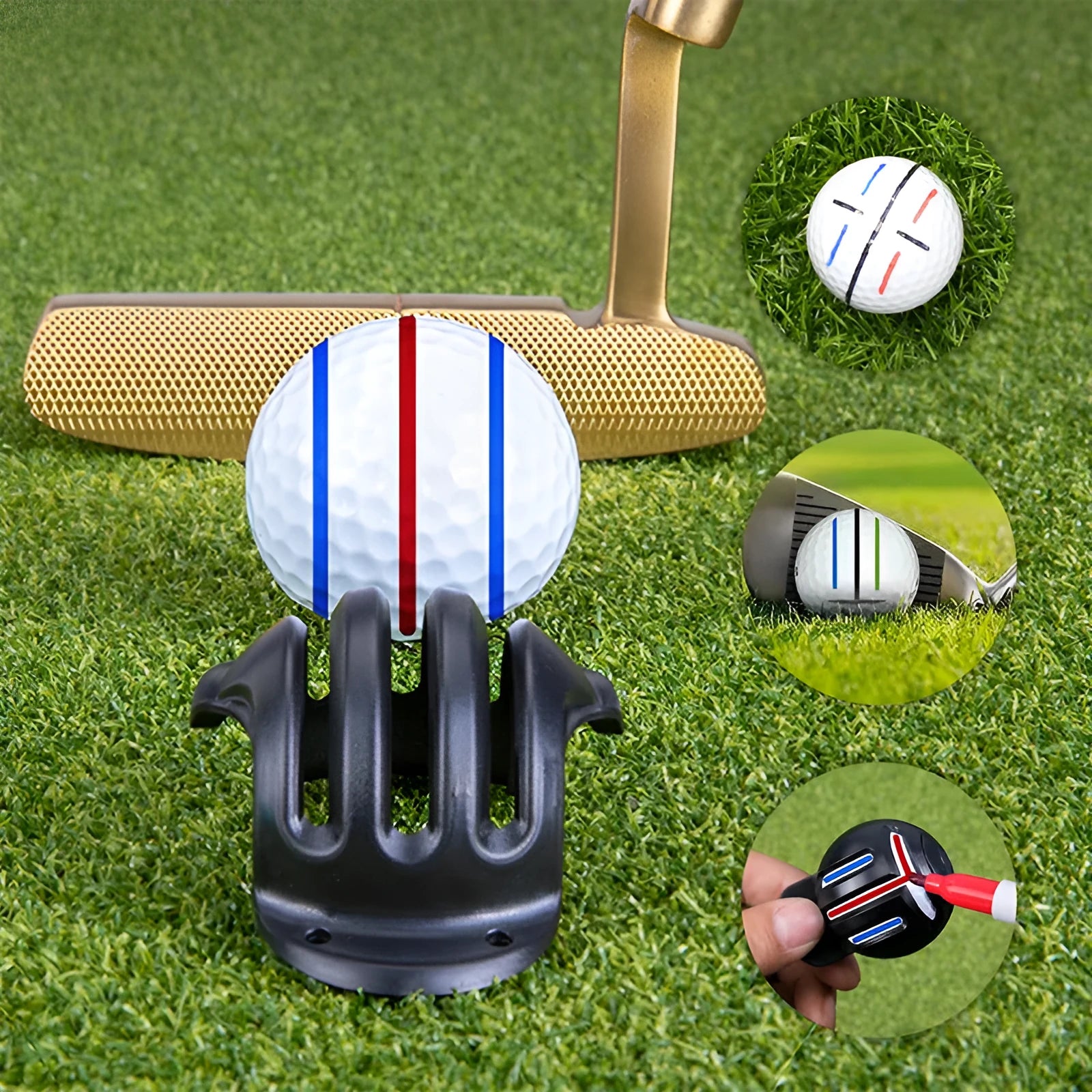 Golf putter alignment scriber tool set with plastic scribers and drawing pens for practice putting greens