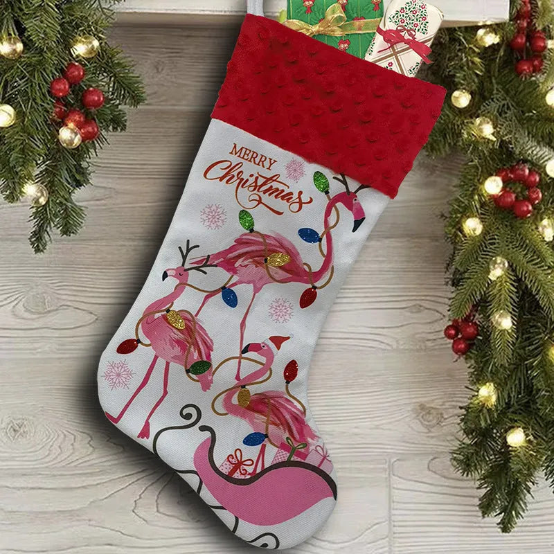 Cloth Christmas stocking decoration measuring 46x28cm in American holiday style
