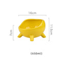 Green four-legged ceramic cat food bowl for indoor pets with wide mouth design