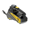 Black portable 12V car tyre inflator with digital display and LED light on ABS housing.
