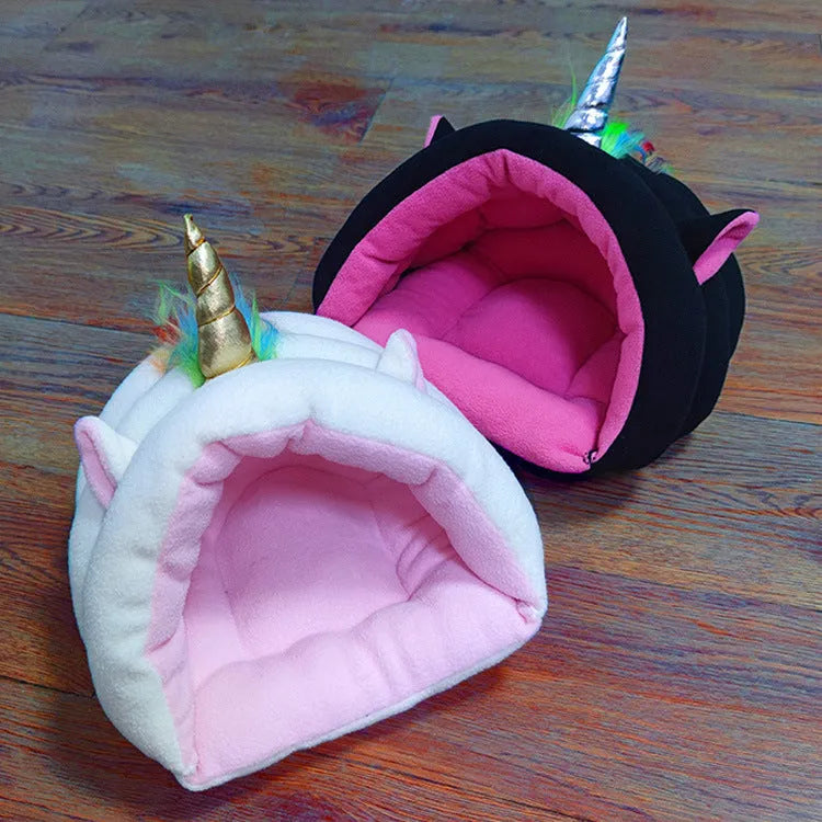 Removable washable semi-enclosed cloth hamster nest in black, 30x23x27cm