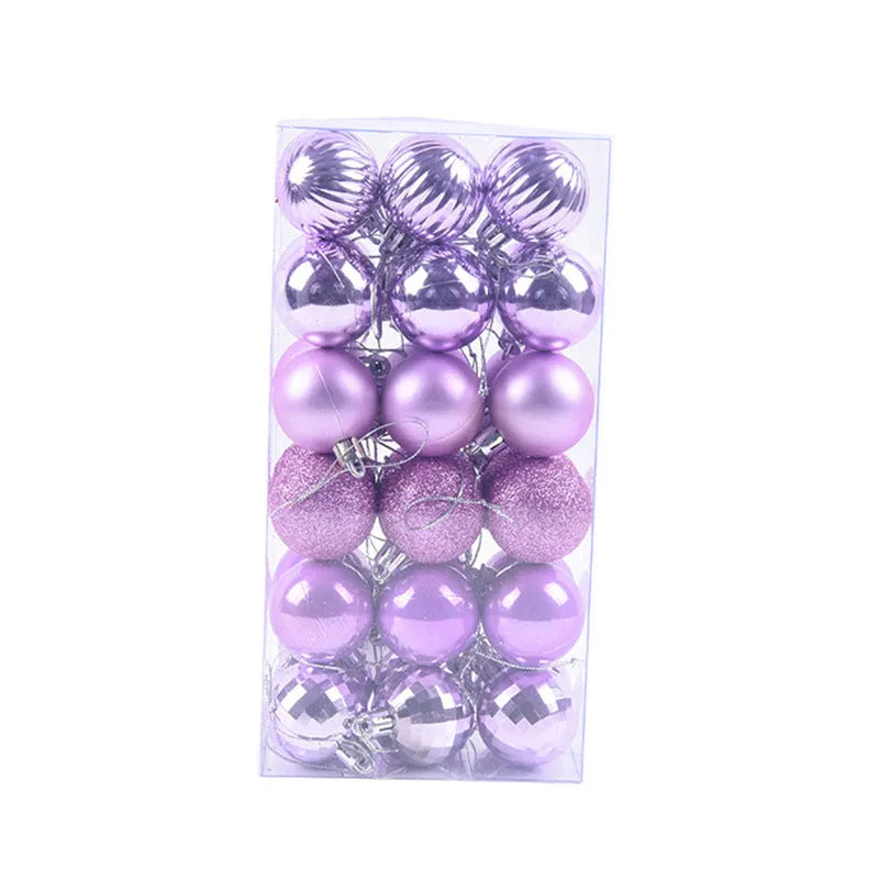 36 assorted Christmas balls in a whole box, each 4cm diameter, multicolour