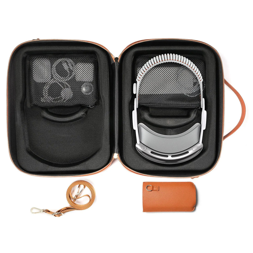 Vision Pro MR glasses superfiber storage box in black colour showing compact protective case