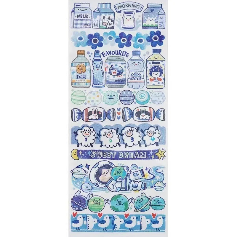 Cartoon character decorative stickers for haemorrhoid tape packaging on Japanese paper