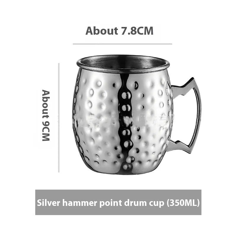 Stainless steel Moscow Mule cup with copper interior in silver, gold, rose gold or black colours
