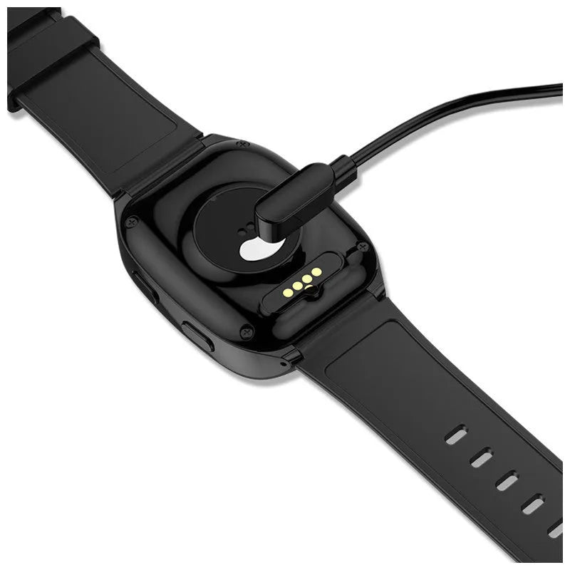 Black GPS tracker smartwatch for kids with a 1.54-inch touch screen on a wrist.
