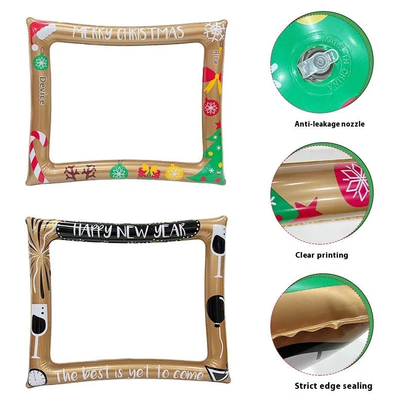 Christmas inflatable photo frame with festive designs for holiday photography