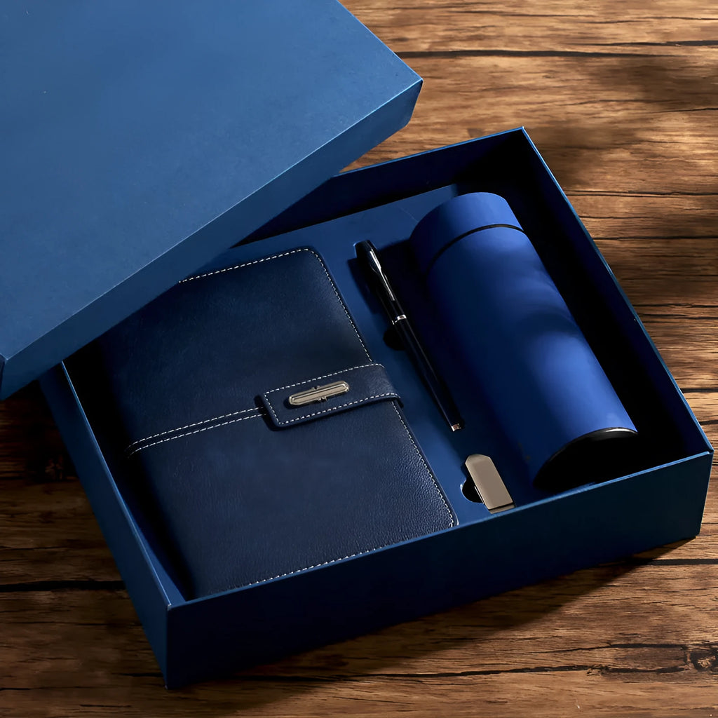 Custom A5 notebook with imitation leather cover in multiple colour options