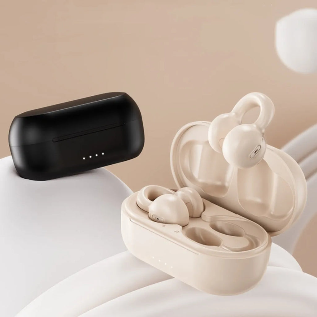 Wireless bone conduction sports Bluetooth headset in I20 Black with clip-on ear design