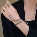 Gold and silver exaggerated twisted winding snake design bracelet and ring two-piece jewellery set