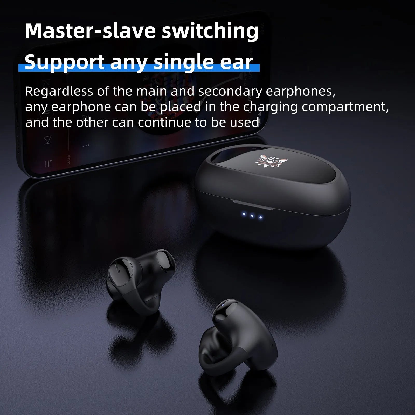 T306 Bluetooth gaming sports headset in black or white with ear-hook design