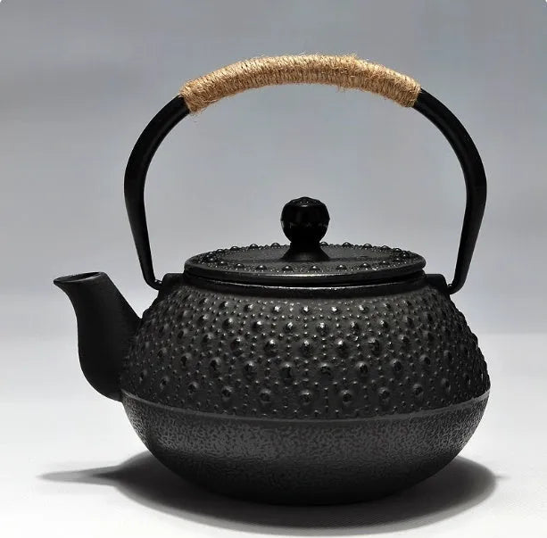 Japanese-style cast iron teapot with traditional decorative patterns and 0.9 litre capacity