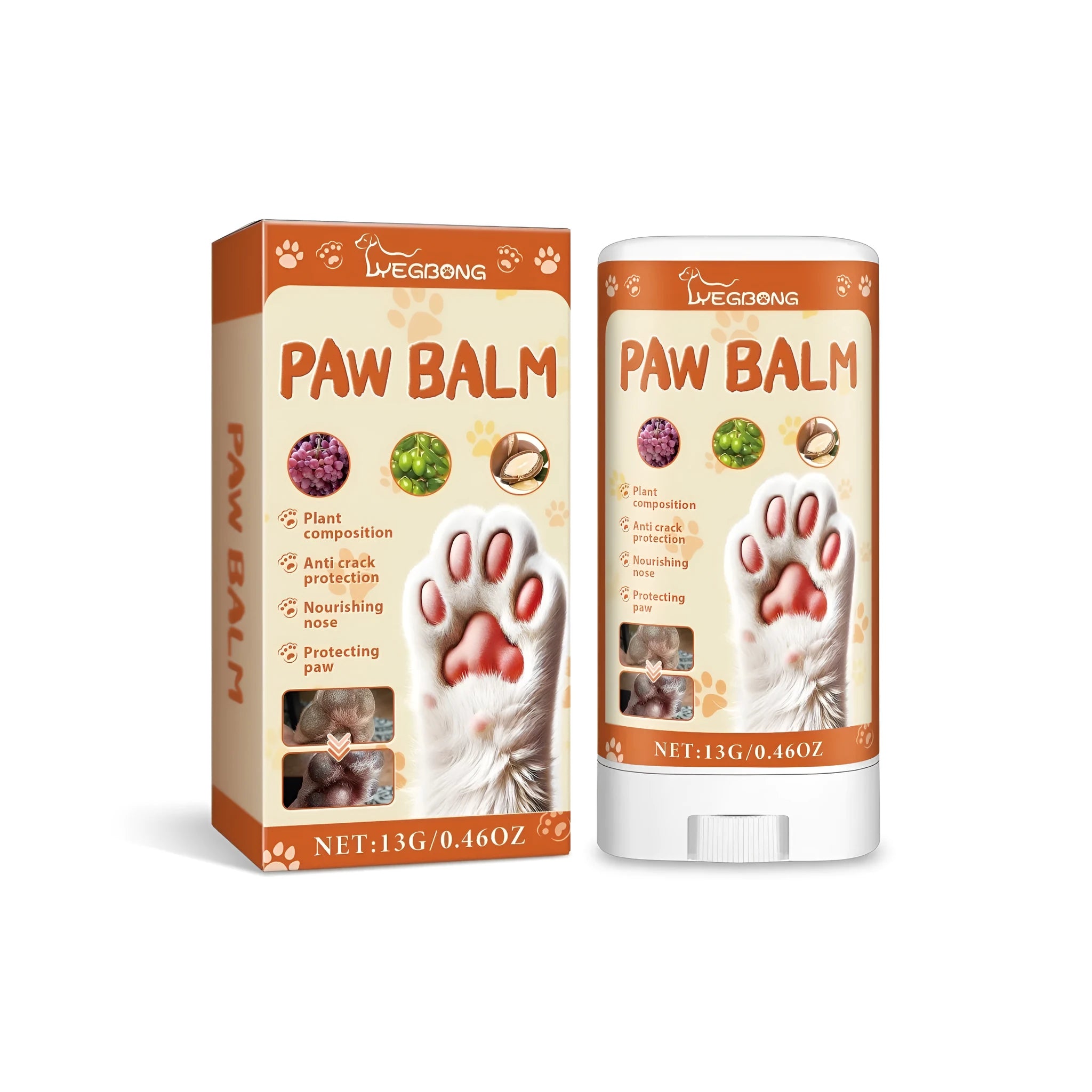 13g tube of pet paw protection cream measuring 3.8x2x7.6cm for dog and cat paw care