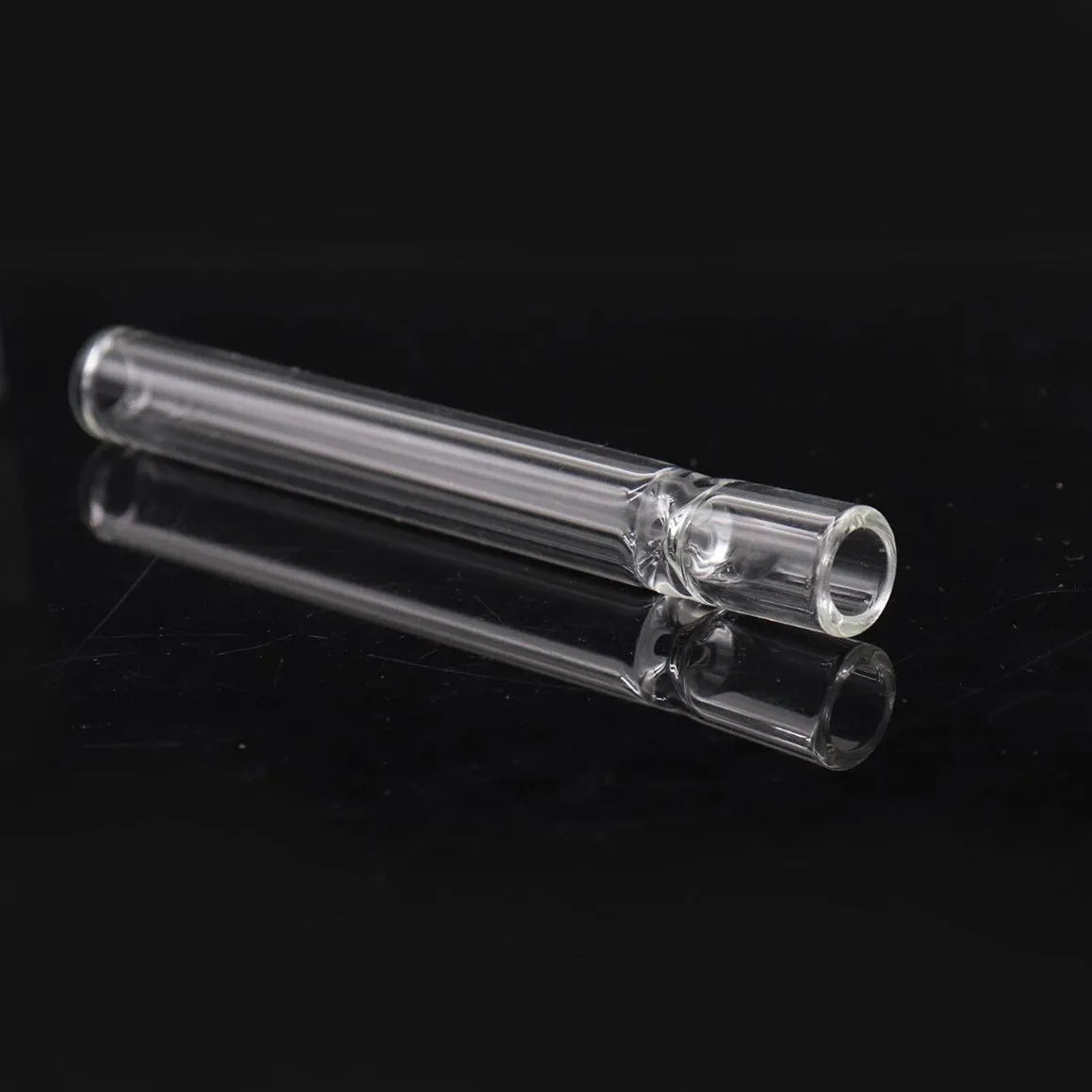 Clear telescopic glass smoke pipe with suction nozzle in colour mixing or pink finish