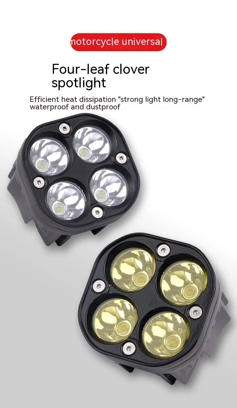 Four-leaf clover pattern vehicle spotlight with aluminium mounting base