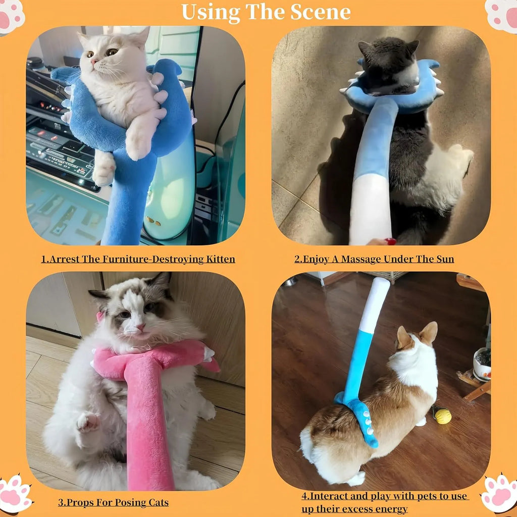 70cm blue plush cat wand toy for interactive play with indoor cats and naughty kittens