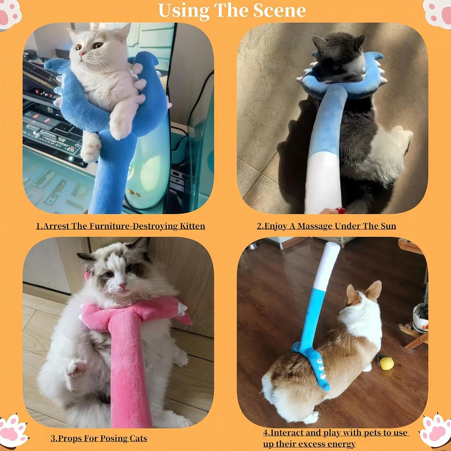 70cm blue plush cat wand toy for interactive play with indoor cats and naughty kittens