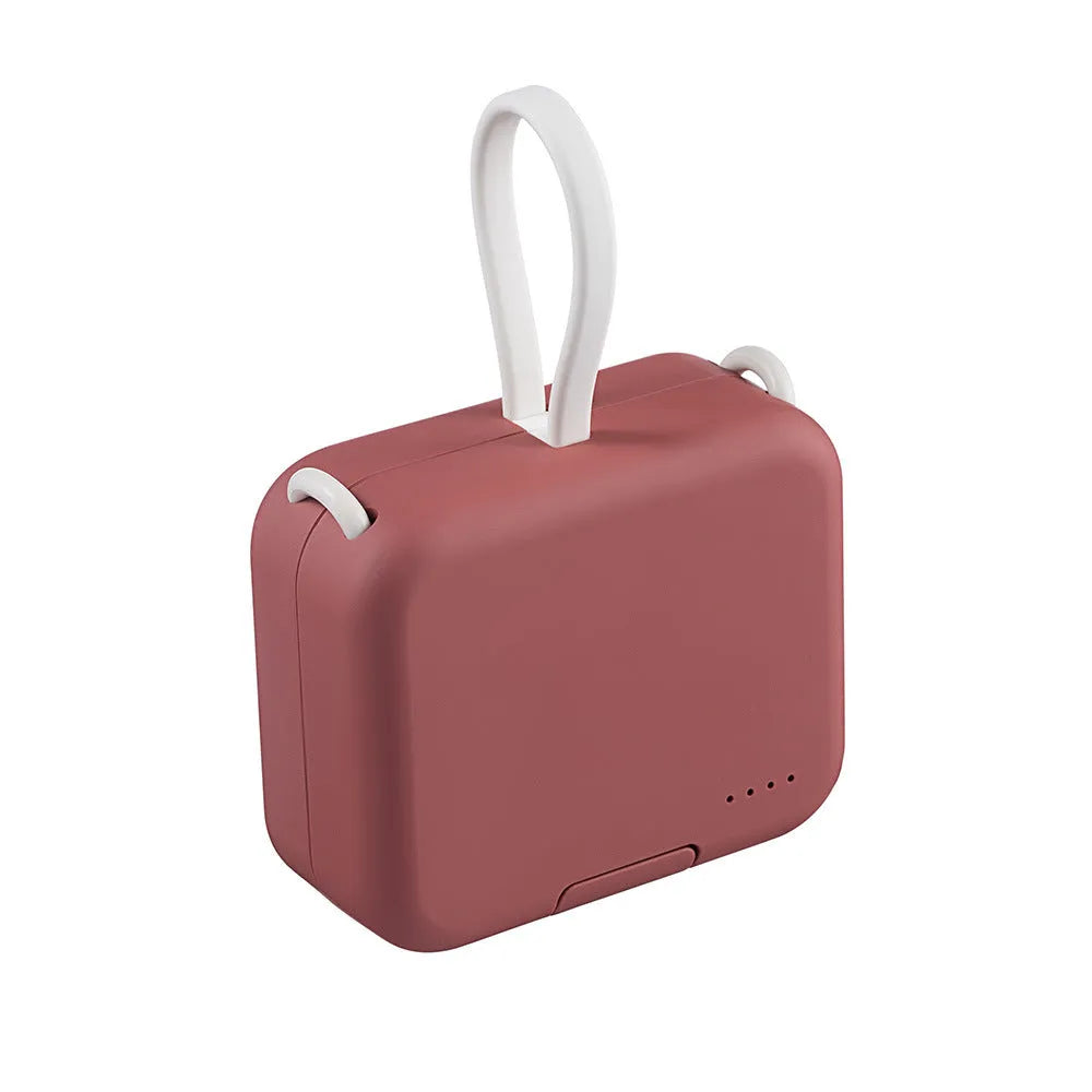 Multi-function bracket mobile power supply with dual cables in red, 4000mAh battery, phone holder built-in