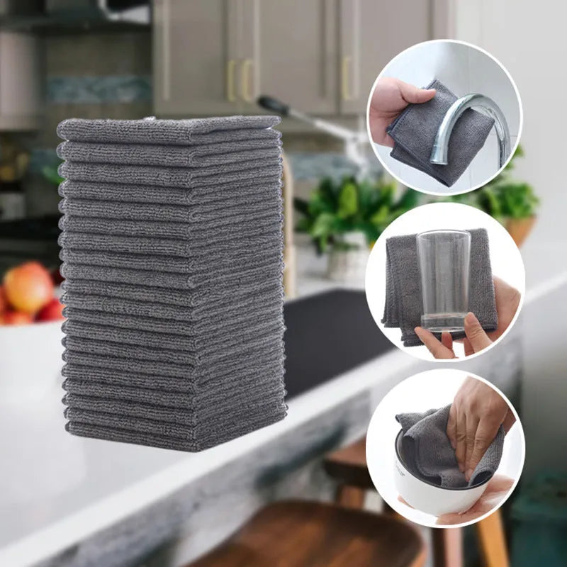 Grey 25x25cm microfiber kitchen cleaning cloth for oily pots and bowls