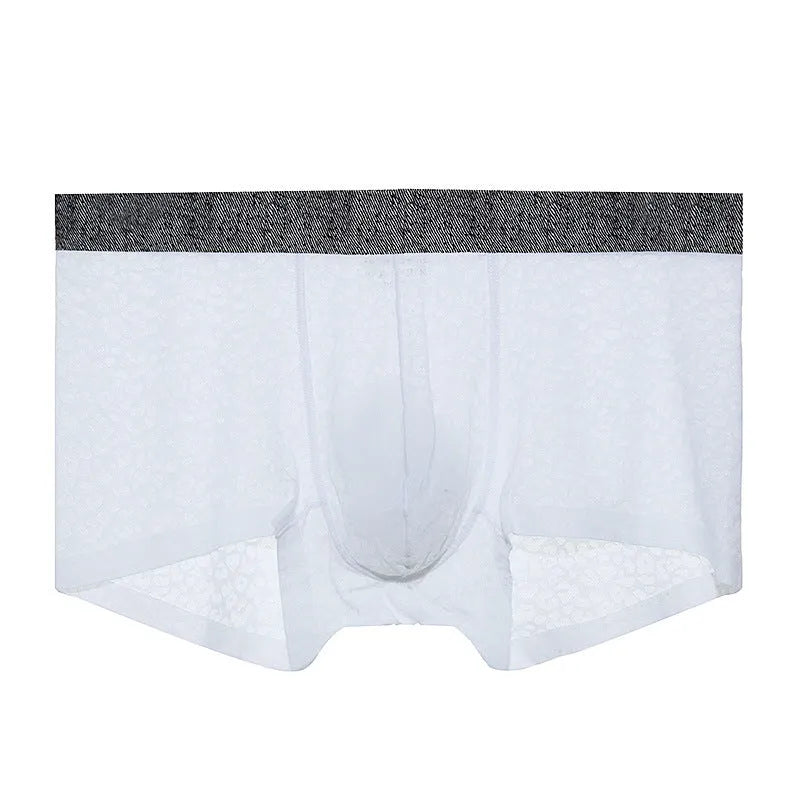 Men's lace boxer briefs in solid colour - low waist seamless transparent design