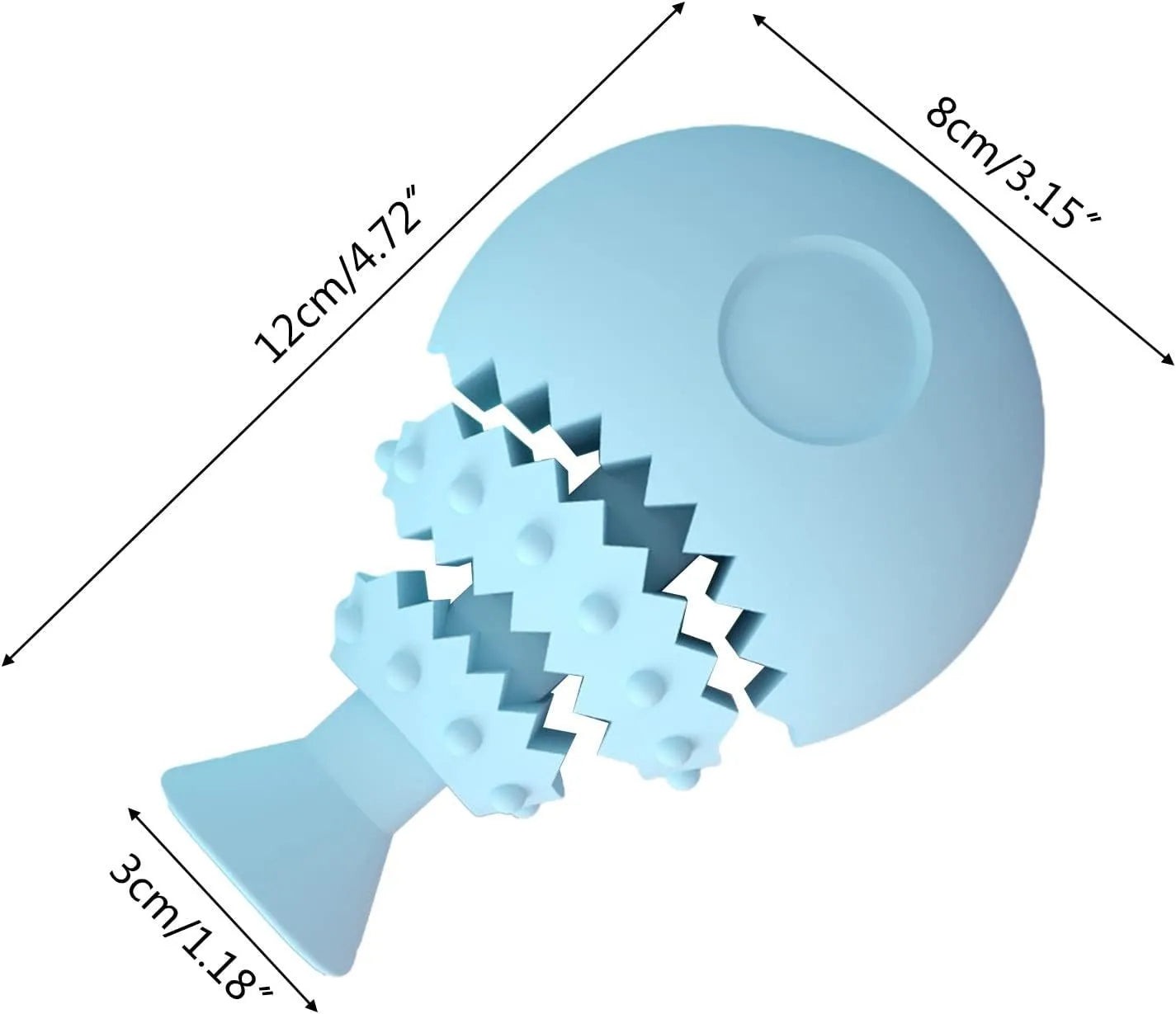 Blue fish bone-shaped dog chew toy for teeth cleaning and interactive play