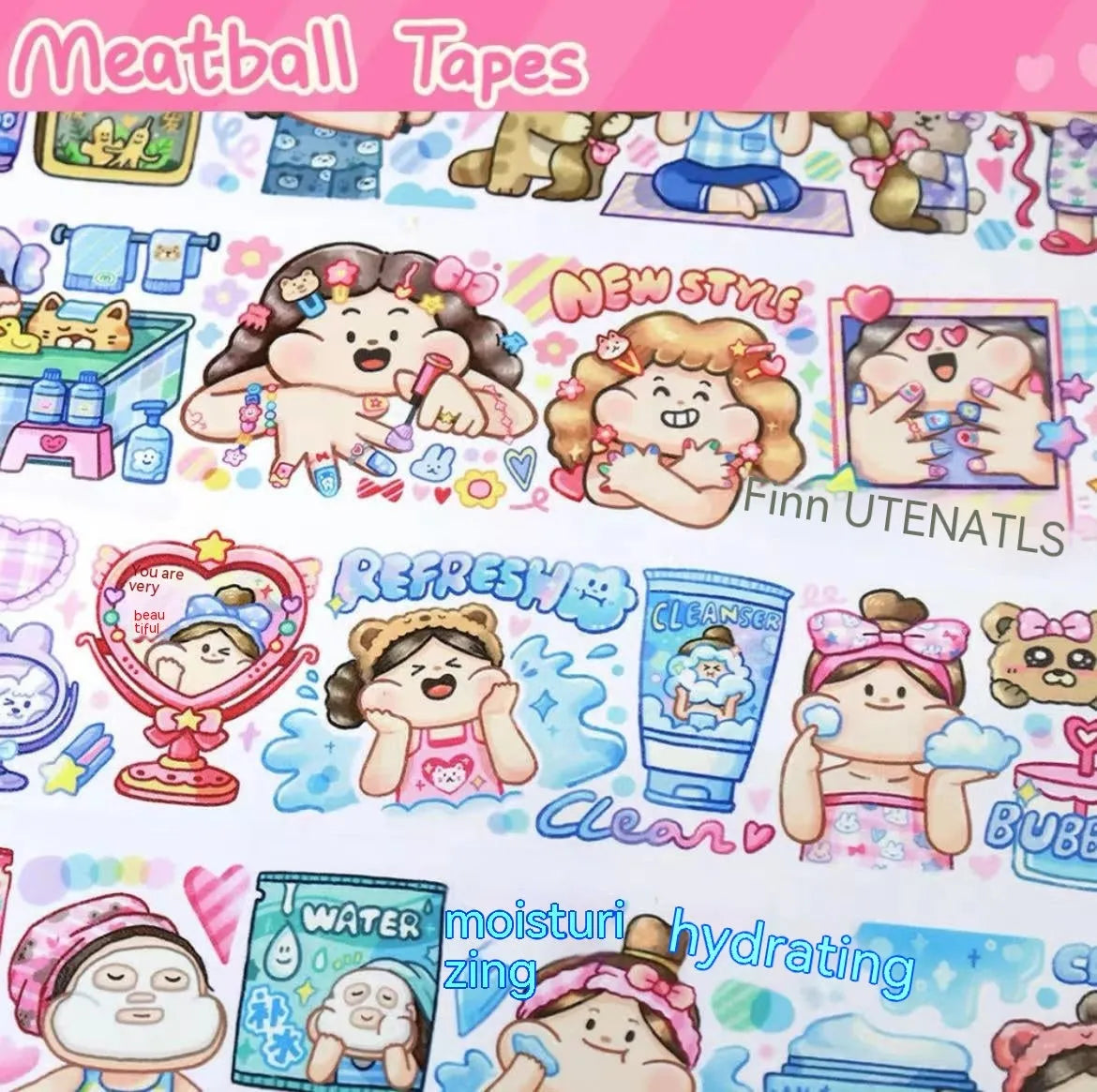 Cartoon character decorative stickers for haemorrhoid tape packaging on Japanese paper