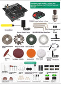 Lithium-ion battery-powered desktop mini saw with five angle grinder attachments