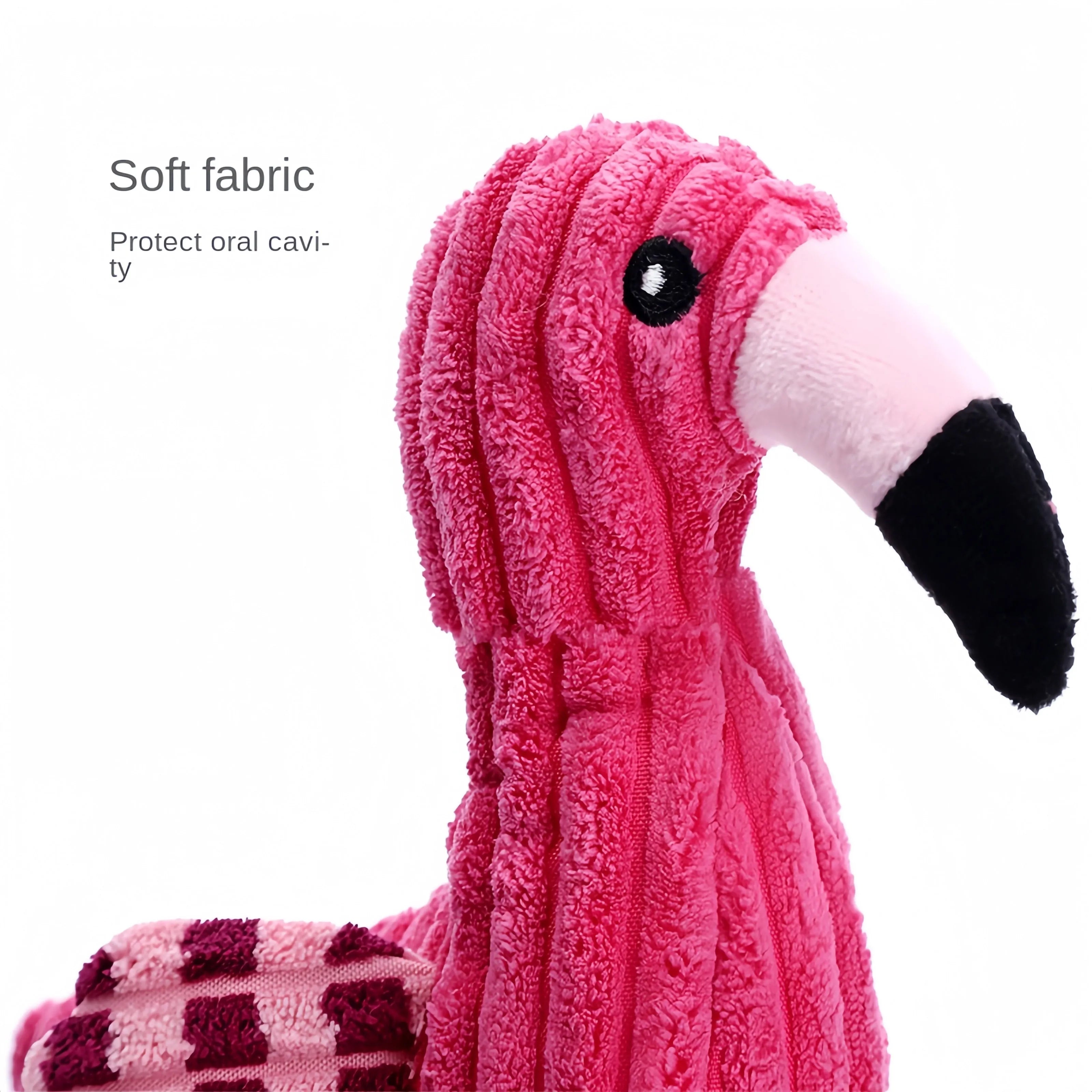 Pink corduroy animal-shaped squeaky dog toy showing elephant, owl, and giraffe designs