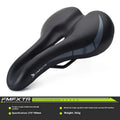 Bicycle saddle cushion with hollow design measuring 270mm by 180mm in PU leather with foam padding